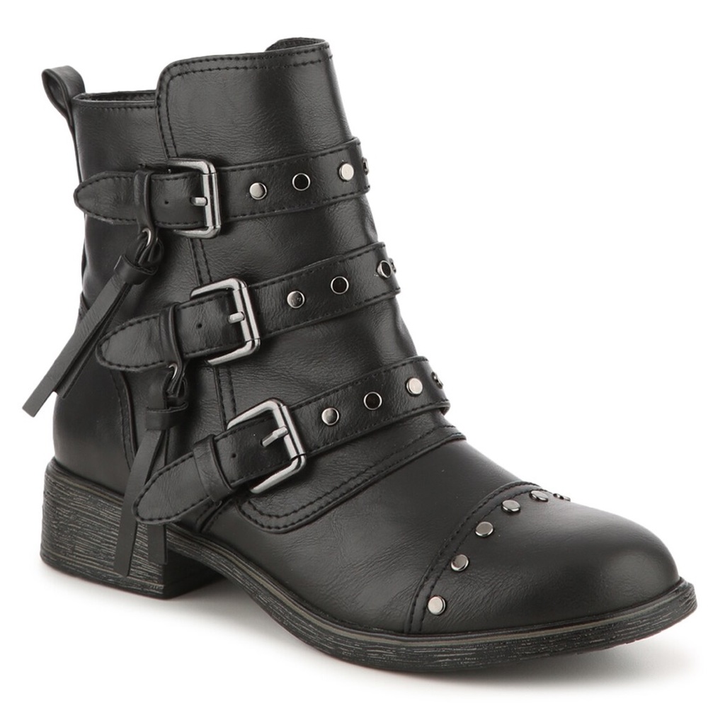 Report Hartwell Buckled Studded Punk Rocker Moto Boots